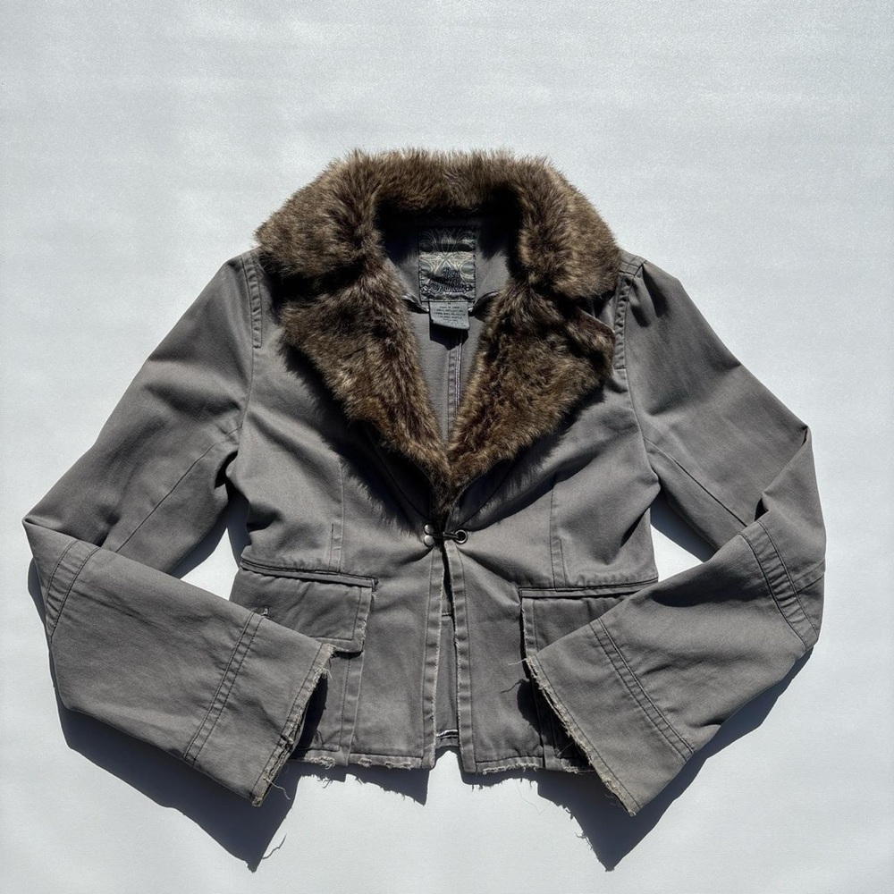 Y2K Faux Fur Collar Jacket